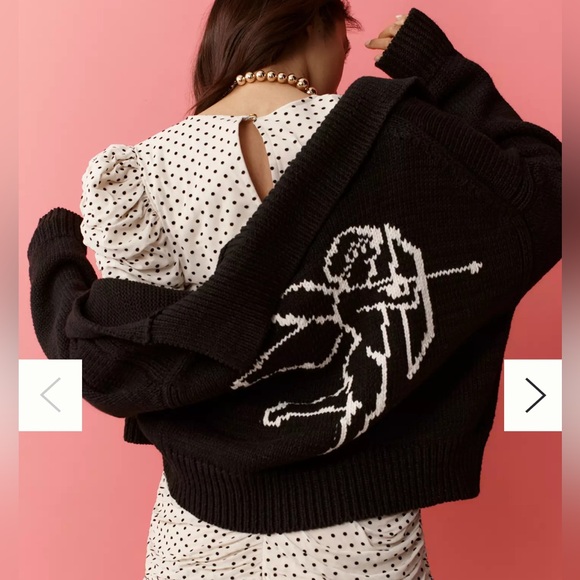 Anthropologie Maeve Collared V-Neck Cardigan Sweater graphics size S - Picture 2 of 10